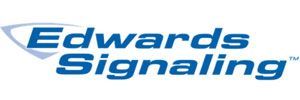 A blue and white logo for edwards signaling