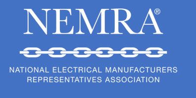 A blue logo for nemra national electrical manufacturers representatives association