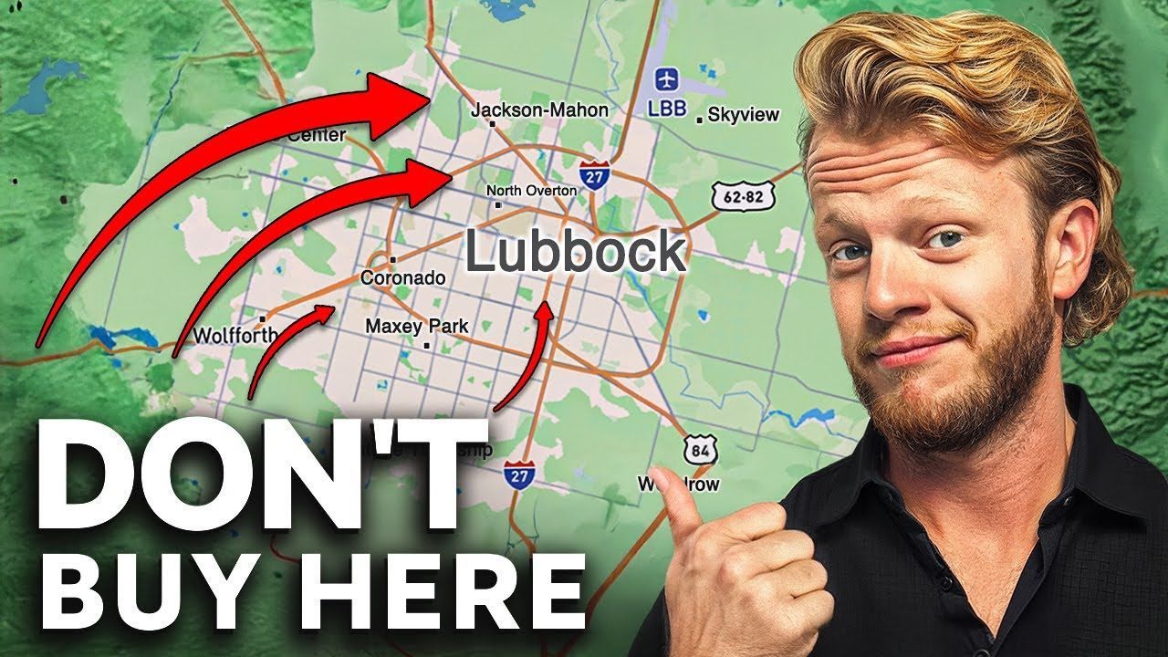 A man points to a map of Lubbock, Texas, with arrows indicating 