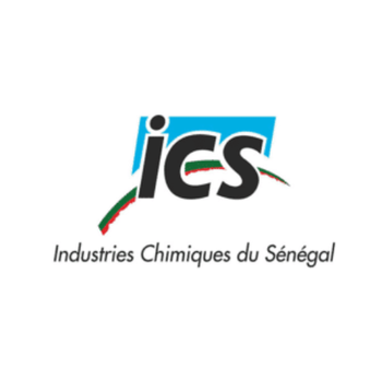 ICS logo with blue, black, red and green accents, labeled “Industries Chimiques du Sénégal”