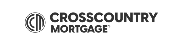 A black and white logo for cross country mortgage.