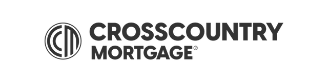 A black and white logo for cross country mortgage.