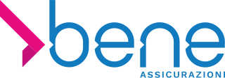 Logo Bene Assicurazioni con testo stilizzato magenta e blu su sfondo bianco.
