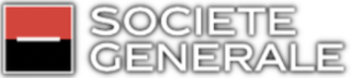 Logo di Société Générale: icona quadrata rossa, nera e bianca con testo del marchio in grigio.