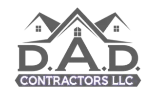 The logo for d.a.d. contractors llc has a picture of a house on it.