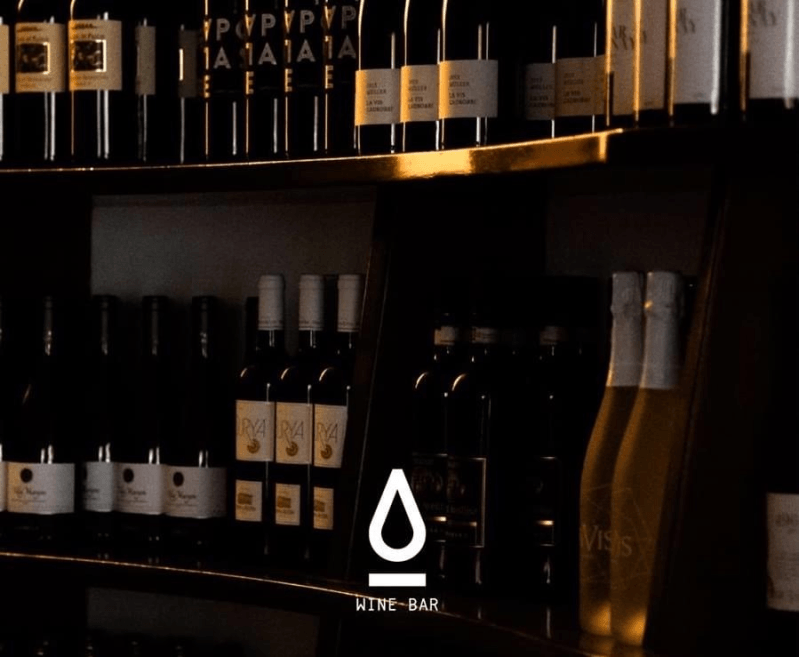 display of wine bottles