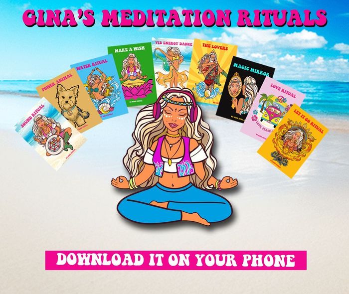 downloadbare begeleide meditaties voor loslaten, heling, volle maan, spirituele groei, goddess, inzichten, Ibiza. ingesproken Gina Petula en zang van Angela Soul gift 