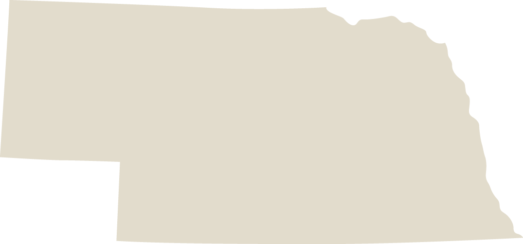 A map of the state of nebraska on a white background.