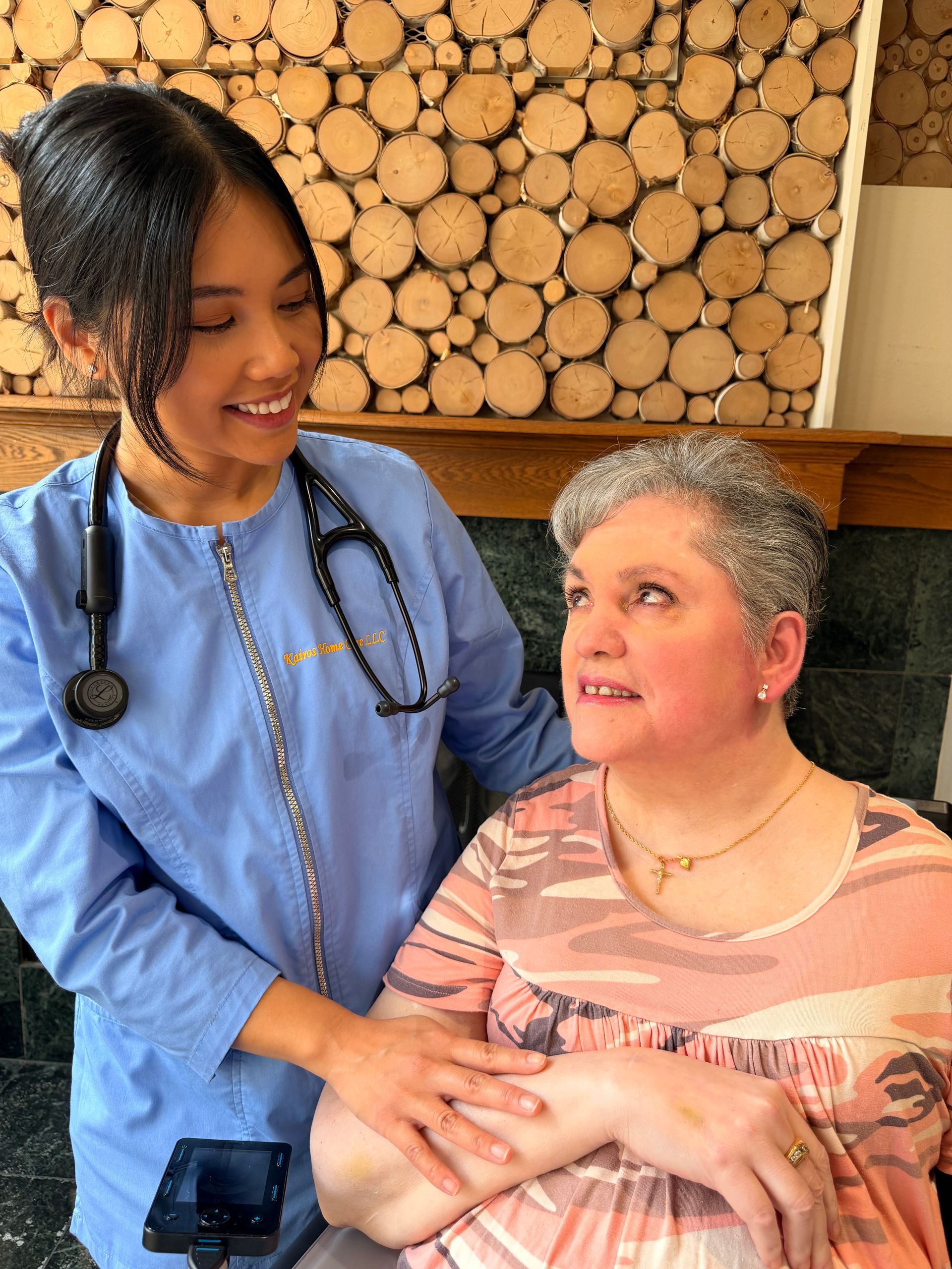 Cheerful Female Patient And Doctor Shaking Hands — Fremont, CA — Kairos Home Care LLC