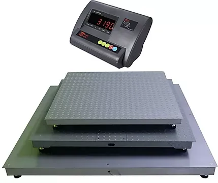 A digital scale is sitting on top of a stack of metal scales.