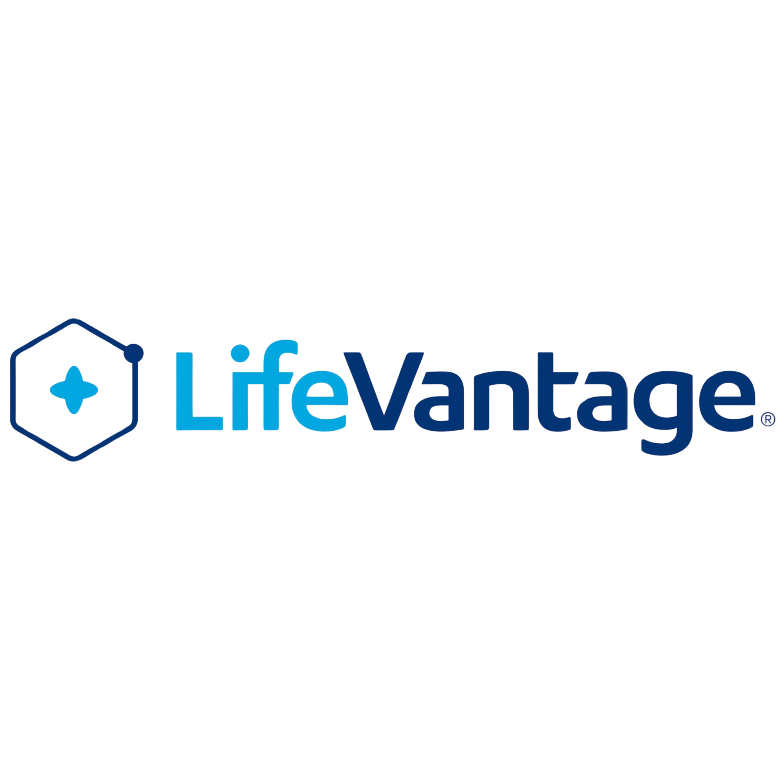The lifevantage logo is blue and white and has a plus sign on it.