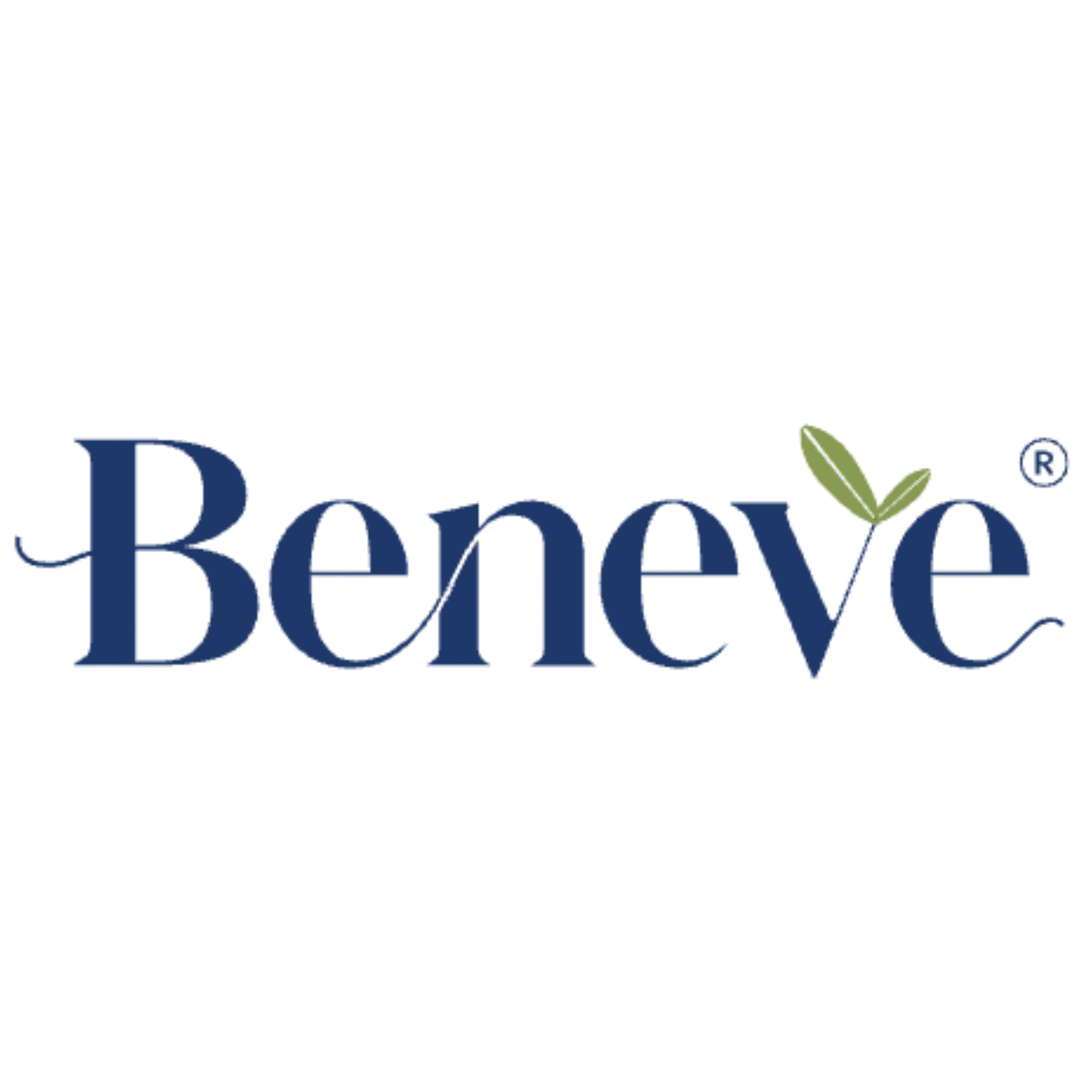 The beneve logo has a green leaf on it.
