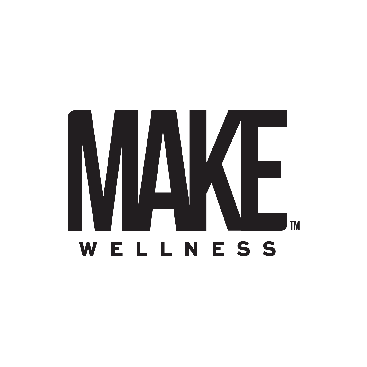 A black and white logo for make wellness