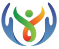 A colorful logo of a person surrounded by hands