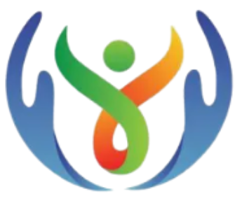 A colorful logo of a person surrounded by hands