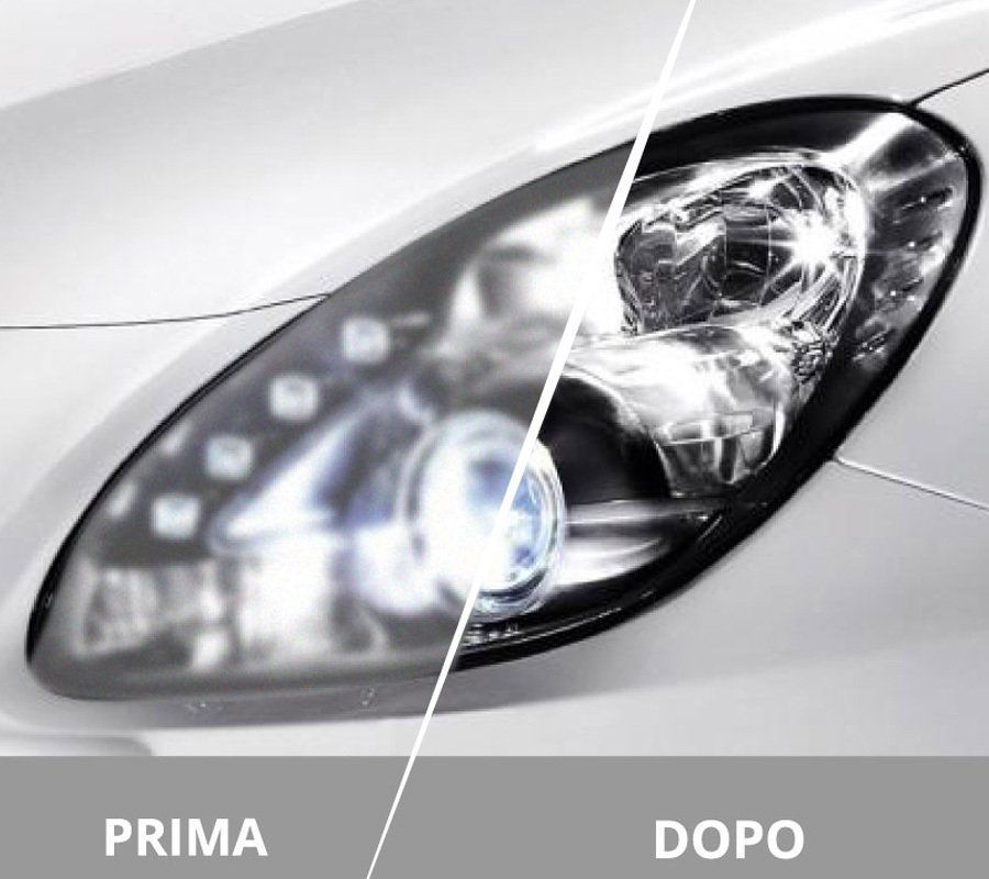 Faro anteriore prima e dopo il restauro,