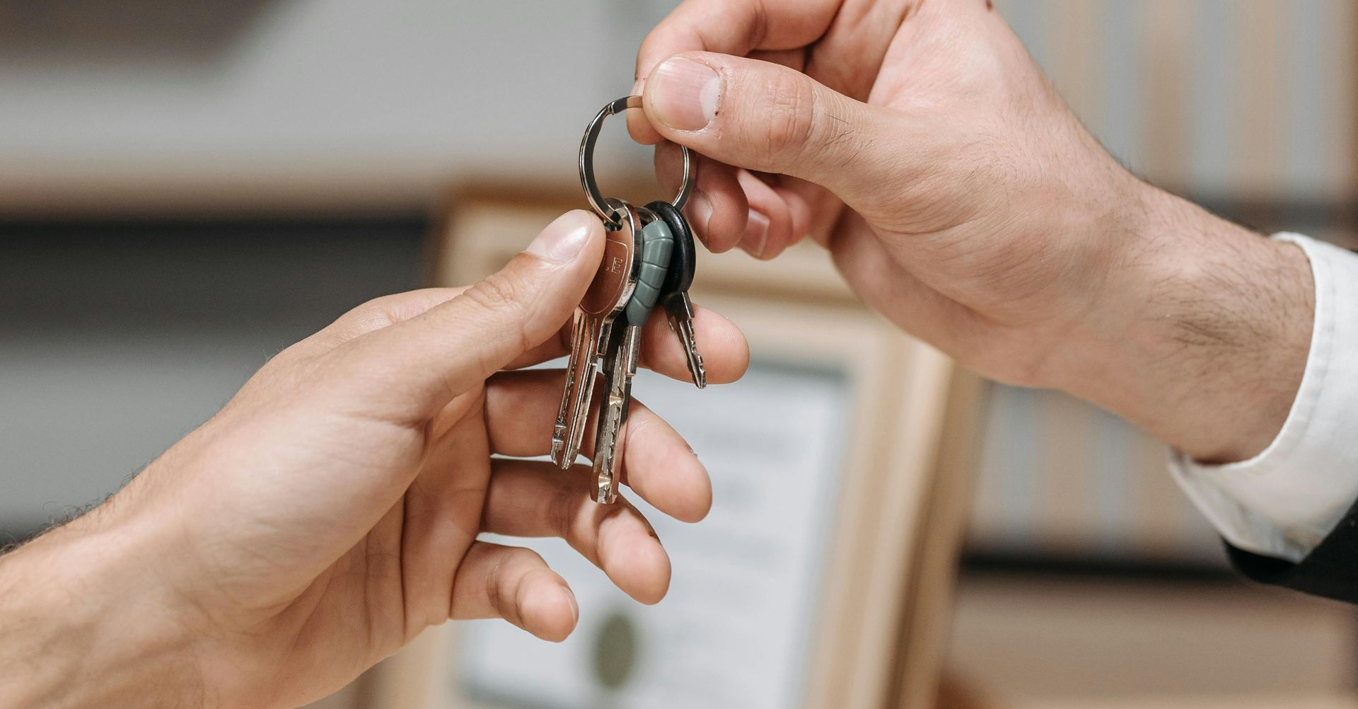 Homeowners getting keys to a new home