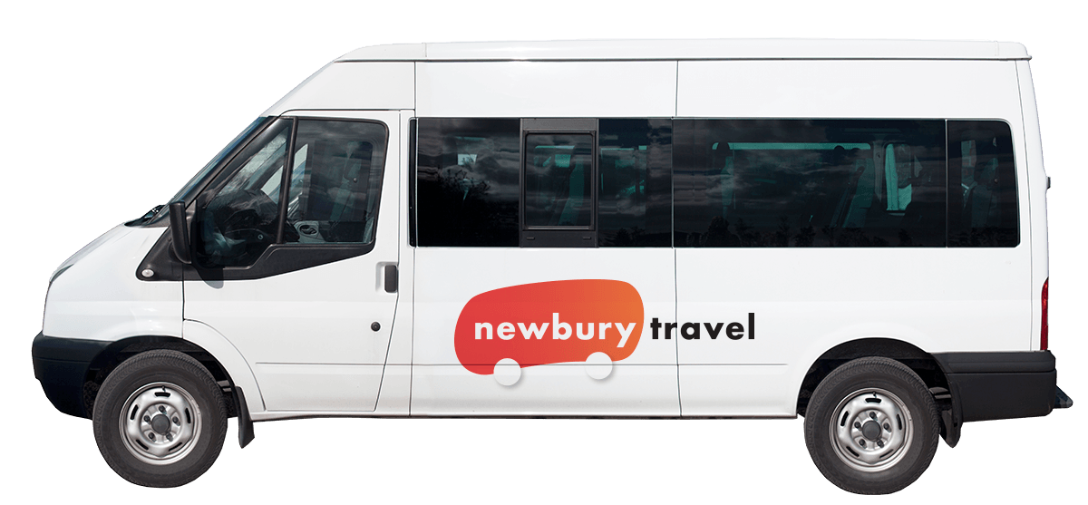 white minibus for airport transfers