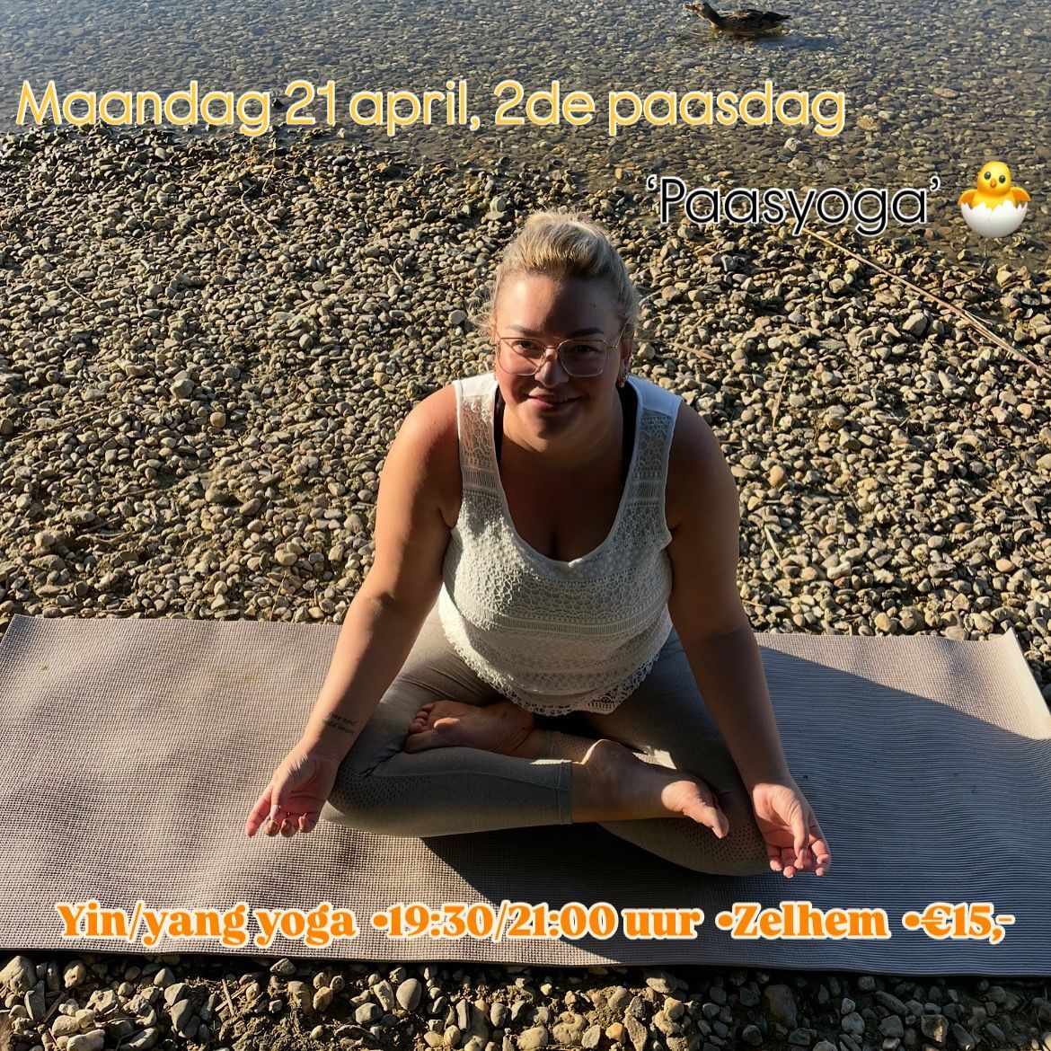 Esmee Evers geeft een yin/yang yogales op 2e Paasdag bij Hugz in Zelhem