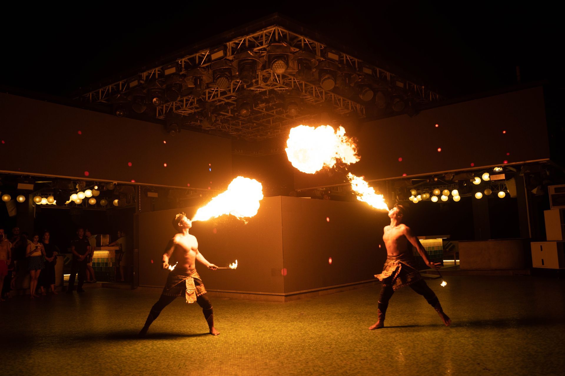 fire breathers at Atlas Beach Club