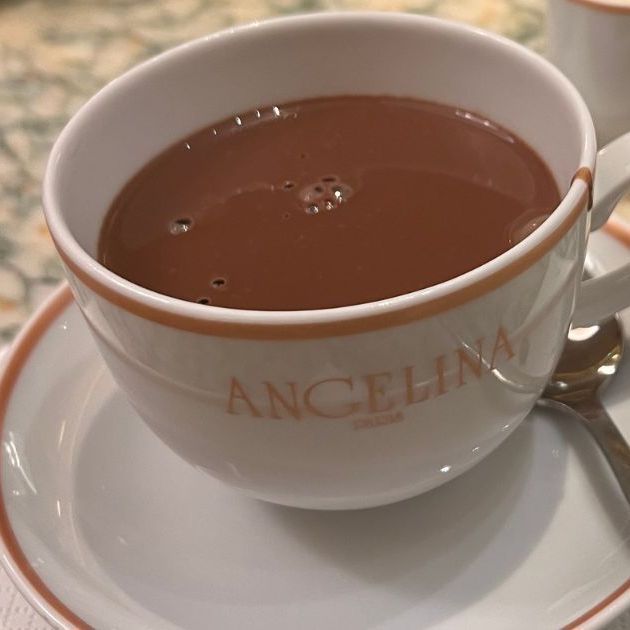 viral hot chocolate at Angelina's in Paris