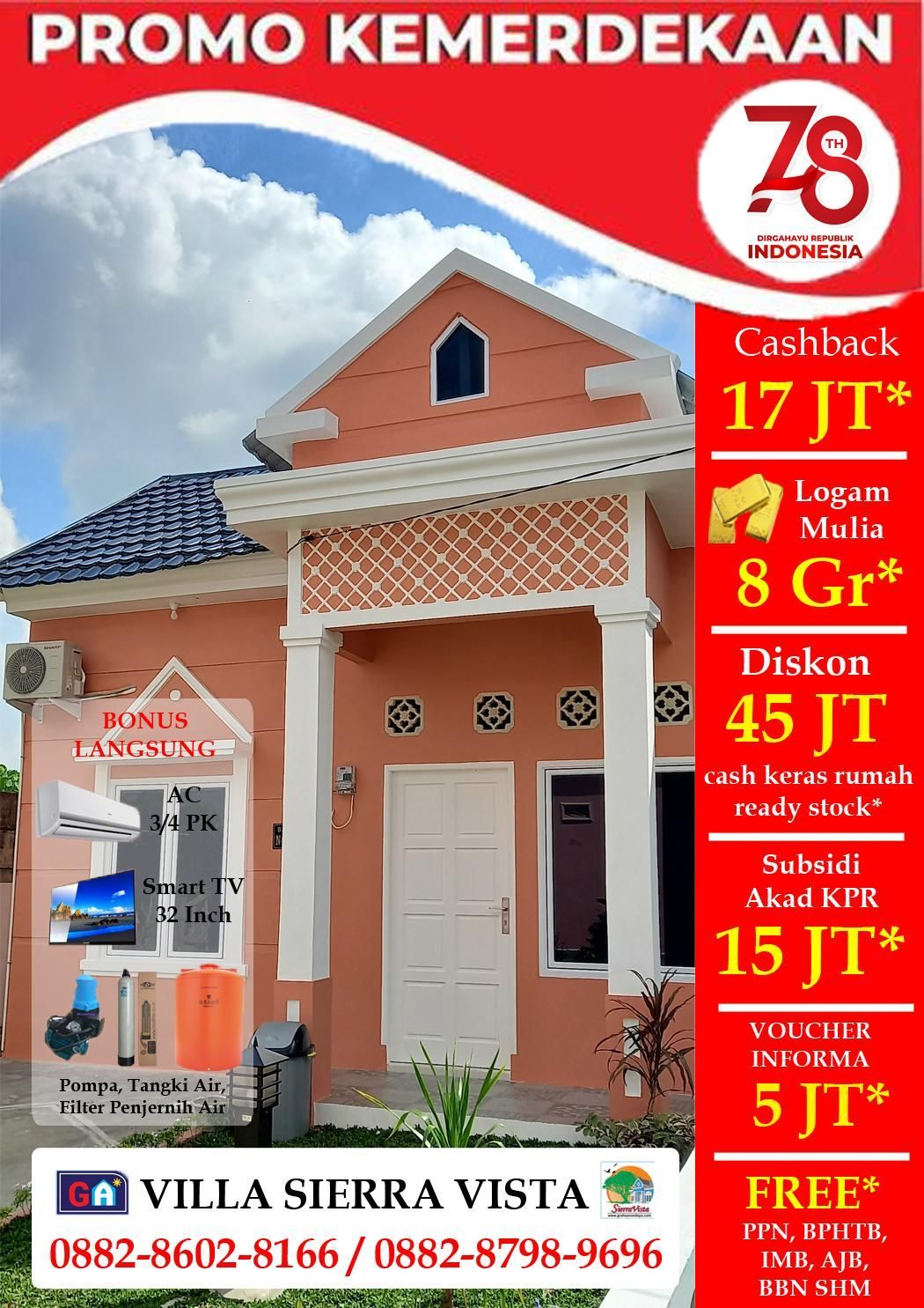brosur promo Merdeka 2023 rumah dijual di villa sierra vista