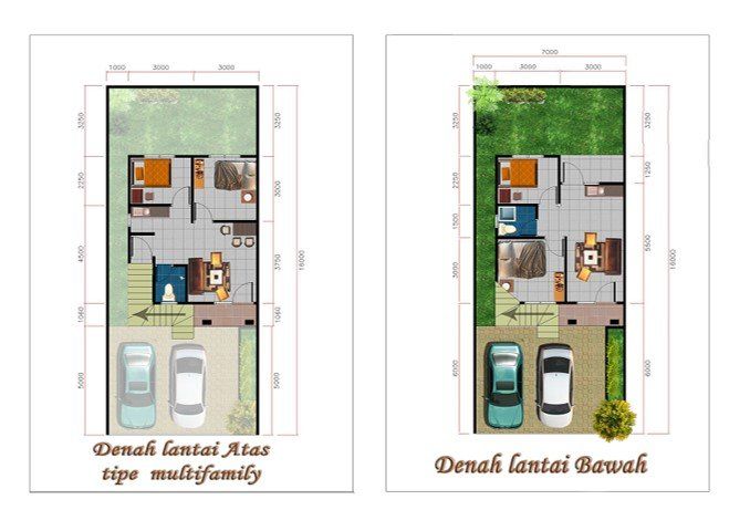 floorplan denah rumah modern multi-family graha anandaya properti developer palembang