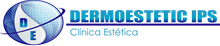 Un logotipo azul y blanco para Dermoesthetic IPS.