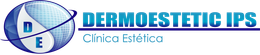 Un logotipo azul y blanco para Dermoesthetic IPS.