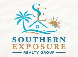 Southern Exposure Realty Group logo with turquoise palm tree, house and sun icon on a white background