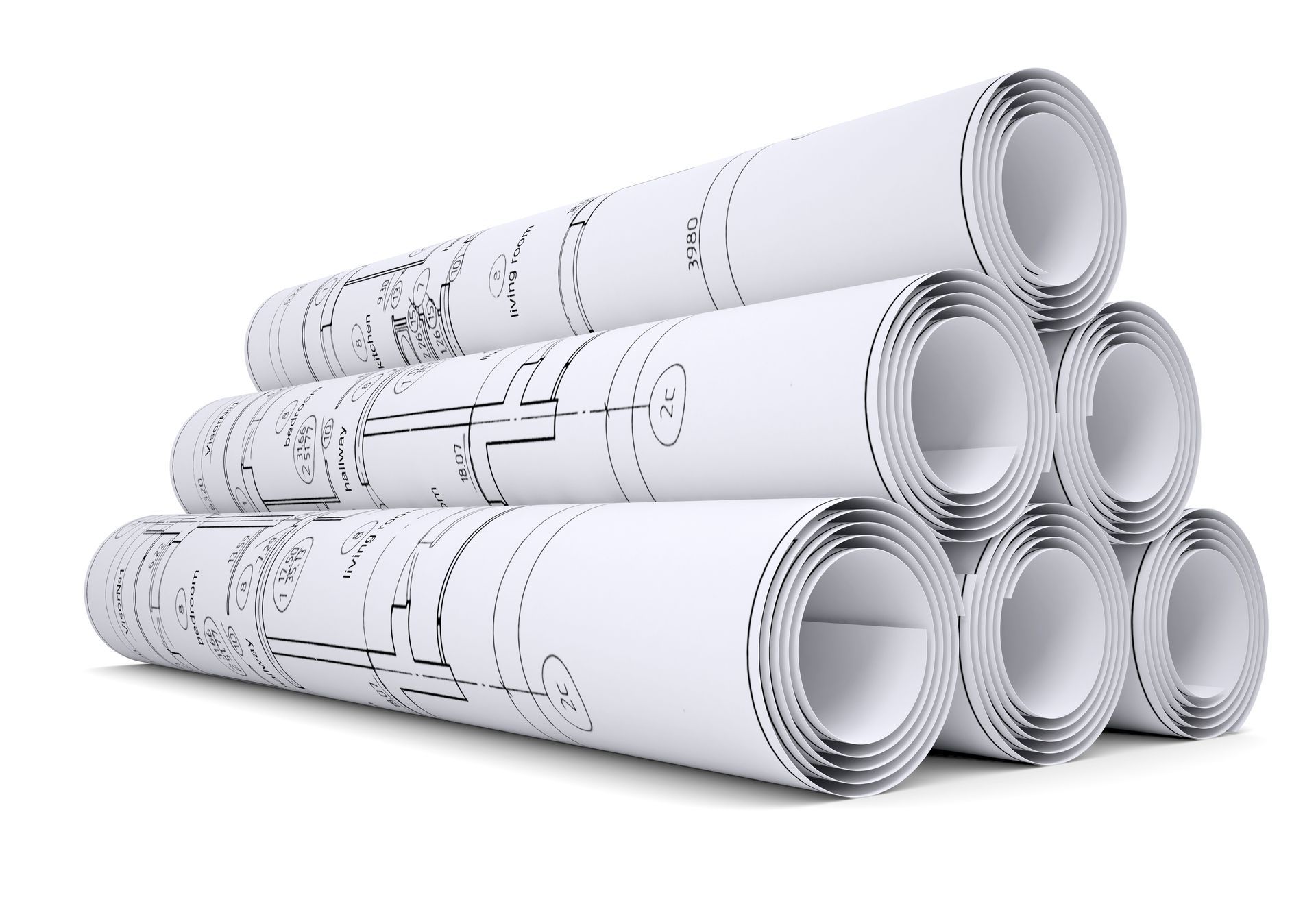 Roll of printed blueprints from Muskoka Blueprinting