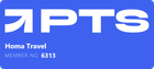 A purple logo with the word pts on it