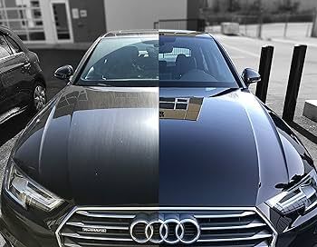 Showing before and after of a black Audi car ceramic coated.