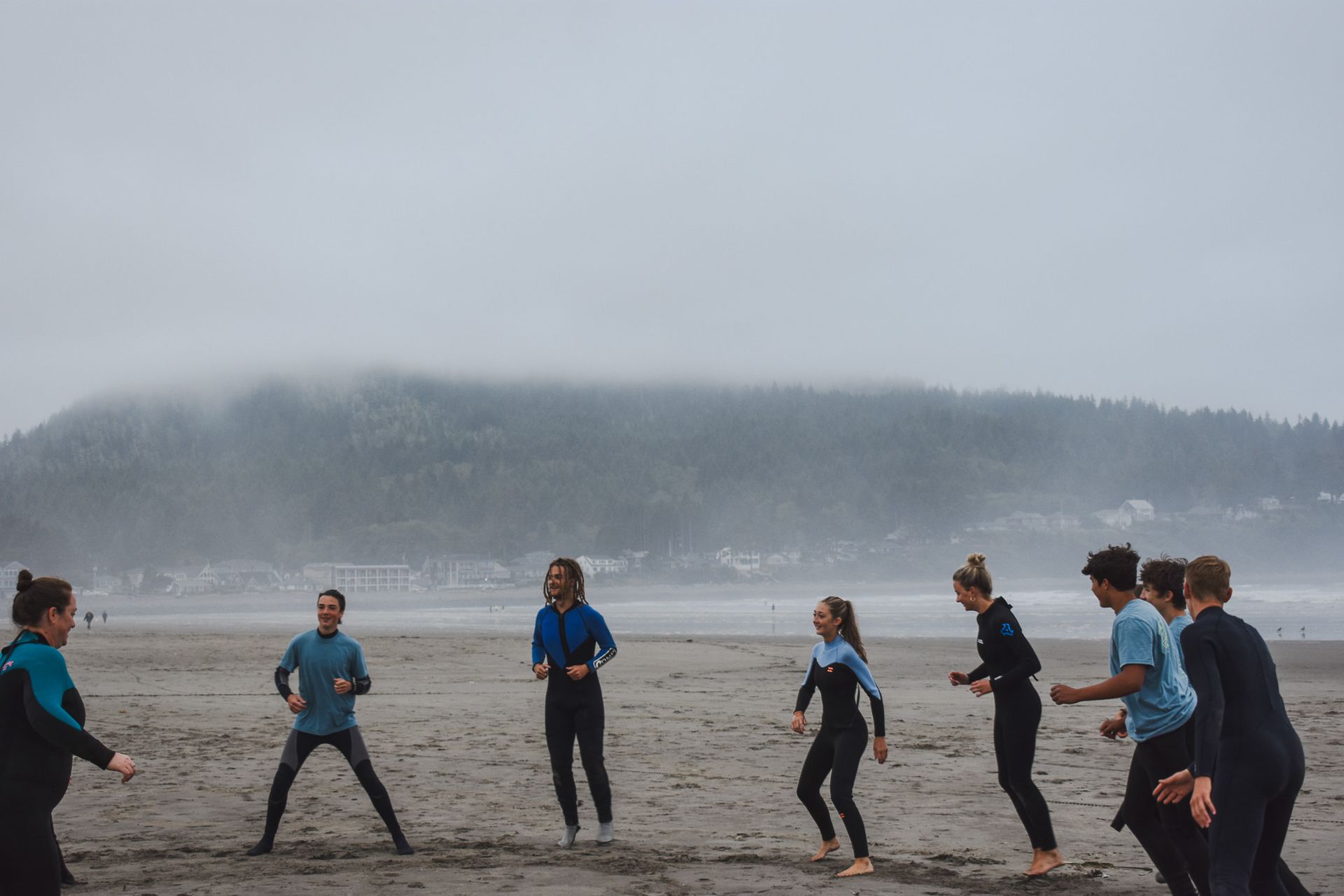 Kids surfing at beach