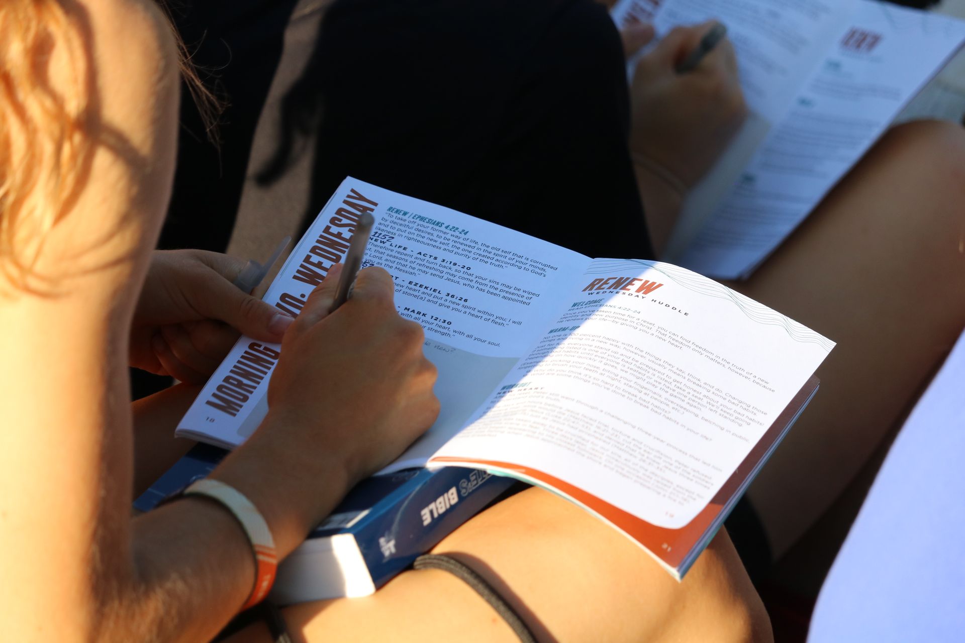 Person reading devotional