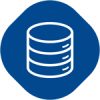 An icon of a stack of coins in a blue circle.