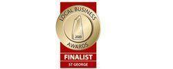 The logo for the local business awards is a finalist.