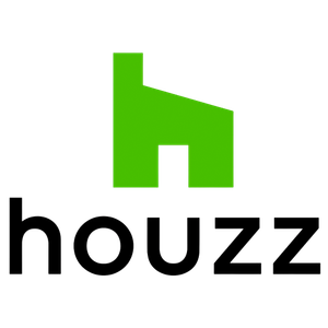 Green house icon above the word "houzz" in black.