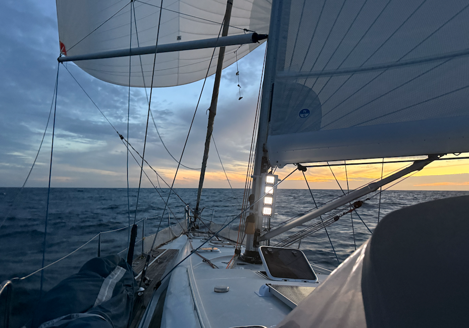 Sydney to Hobart Yacht Race competitor at the helm of the yacht ESPRIT