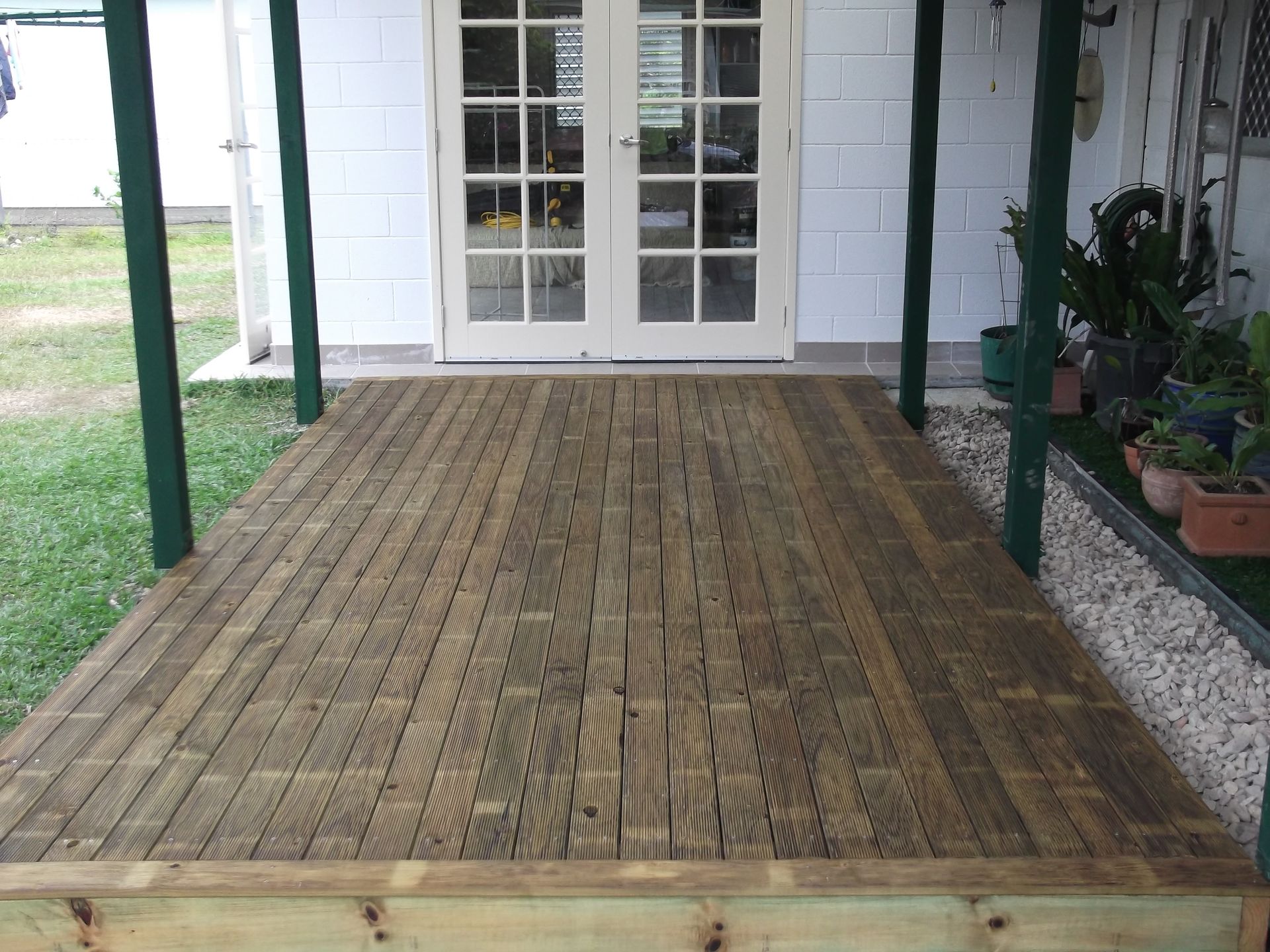 New decking installed to front entrance via a covered pathway