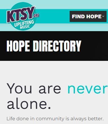 A hope directory that says you are never alone