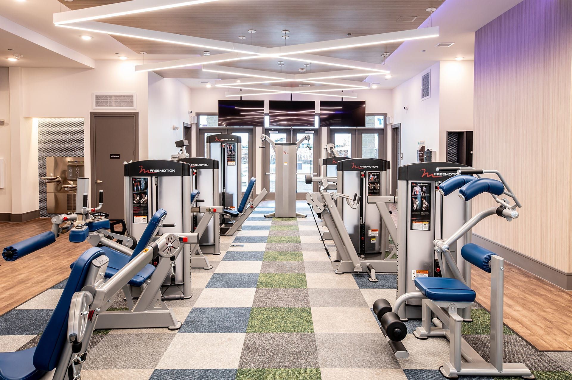 Fitness center at Hebron 121 Station in Lewisville, TX.