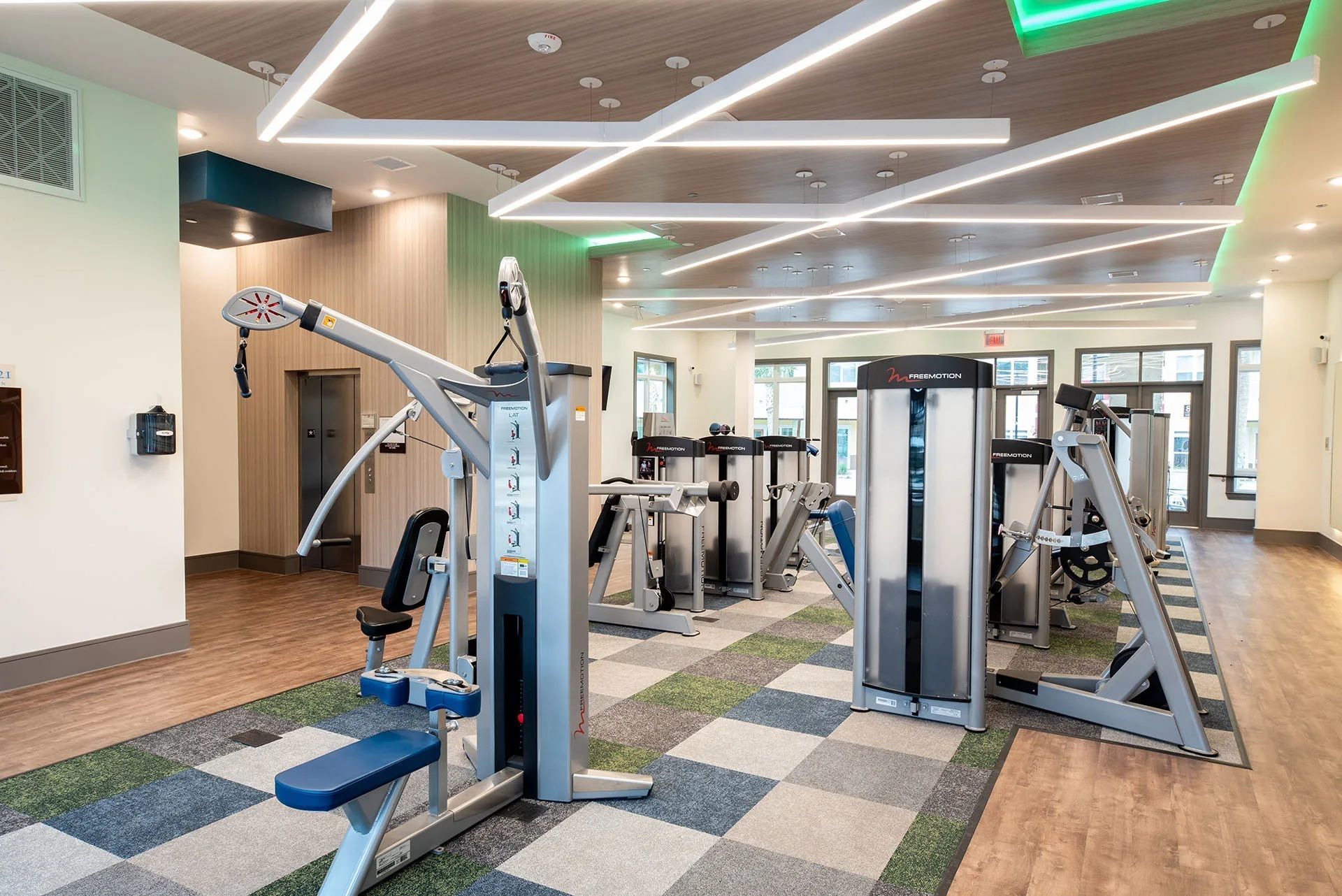 Fitness center at Hebron 121 Station in Lewisville, TX.