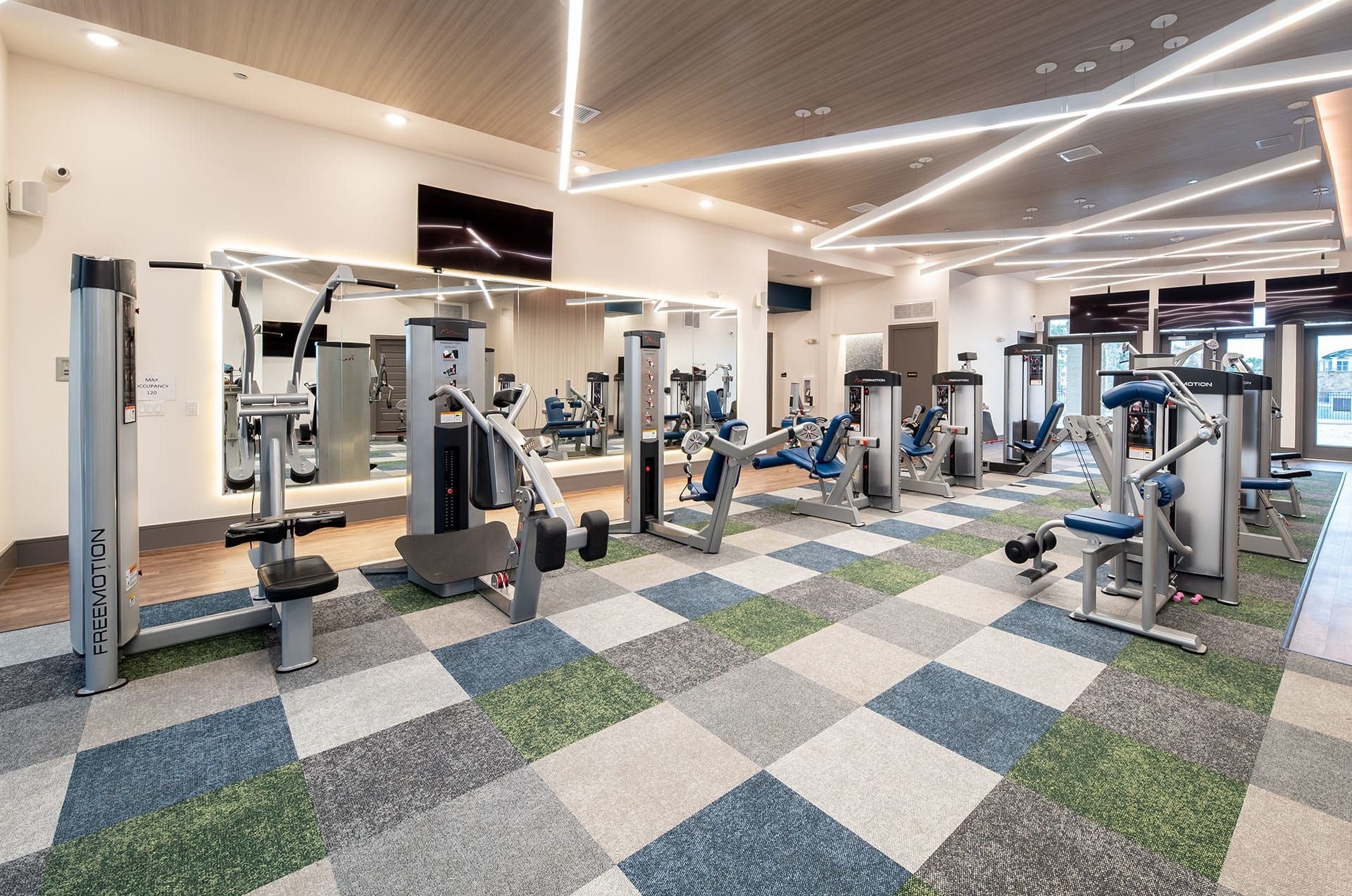 Fitness center at Hebron 121 Station in Lewisville, TX.