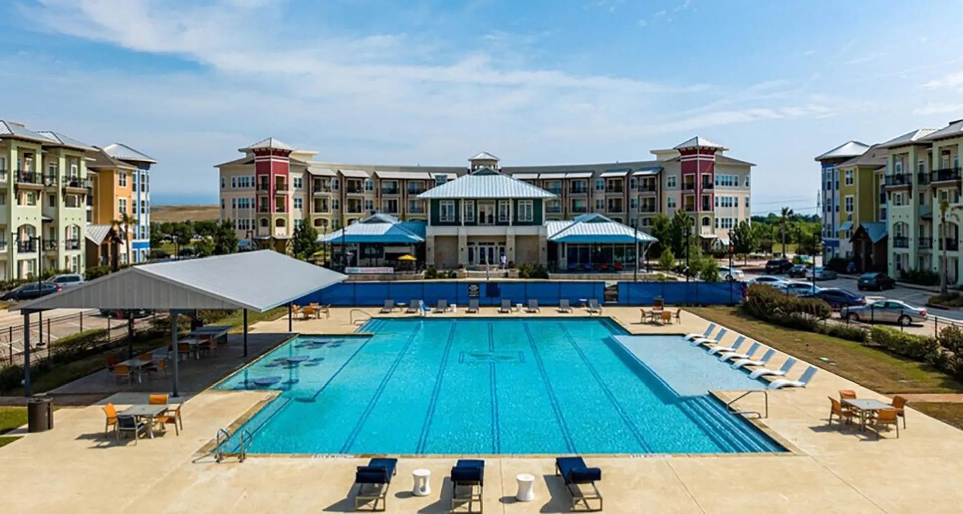 Swimming pool at Hebron 121 Station in Lewisville, TX.