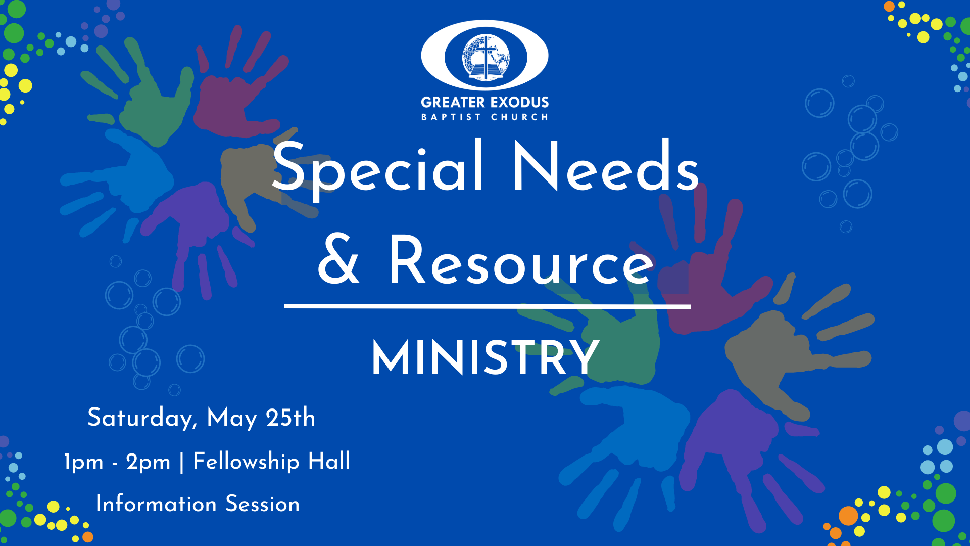 An advertisement for a special needs and resource ministry