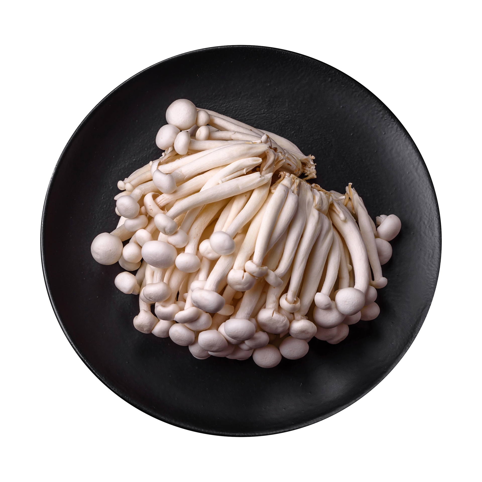 JPOT Japanese hot pot seafood mushroom on a black plate bird's eye view