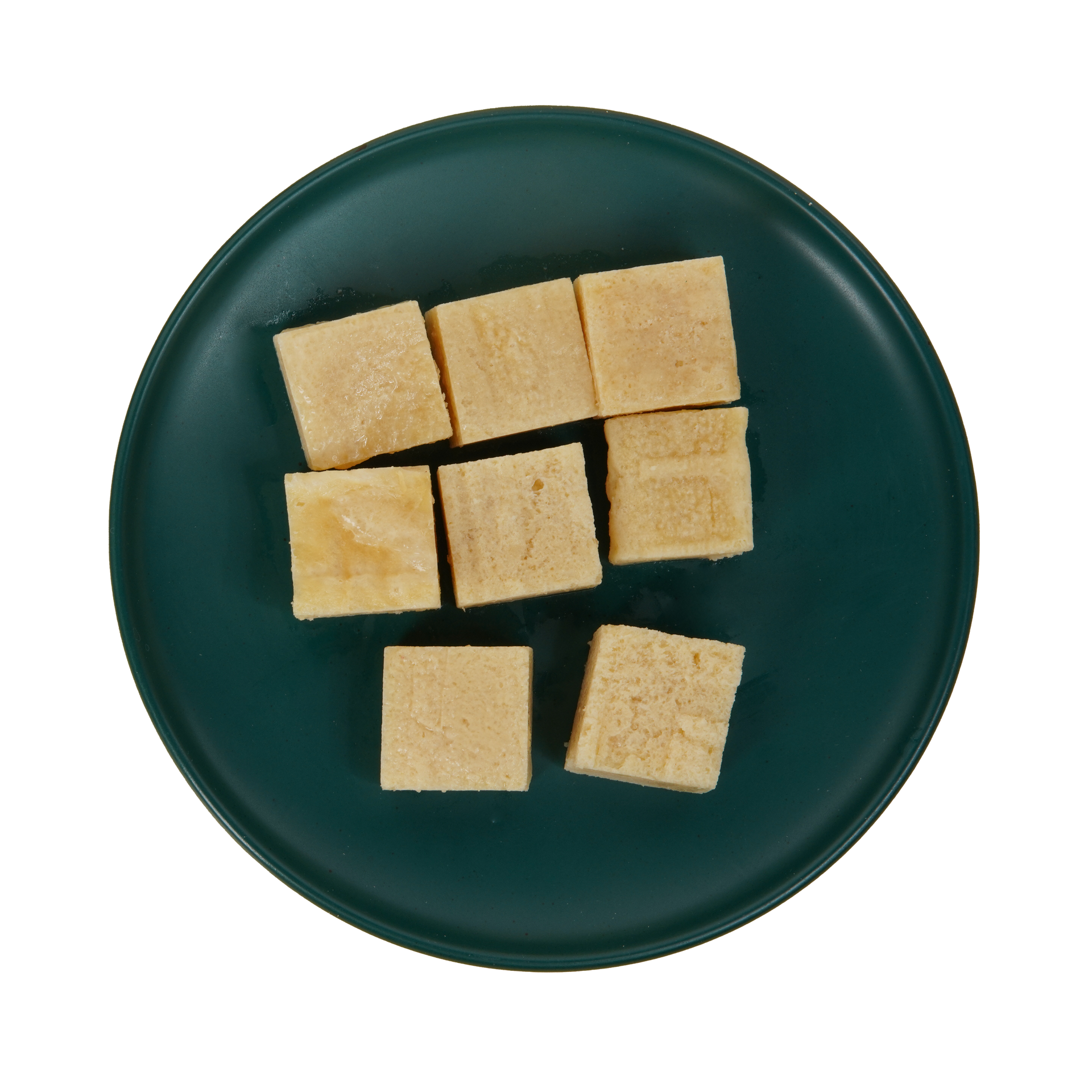 JPOT Japanese hot pot japanese tofu on a dark green plate bird's eye view