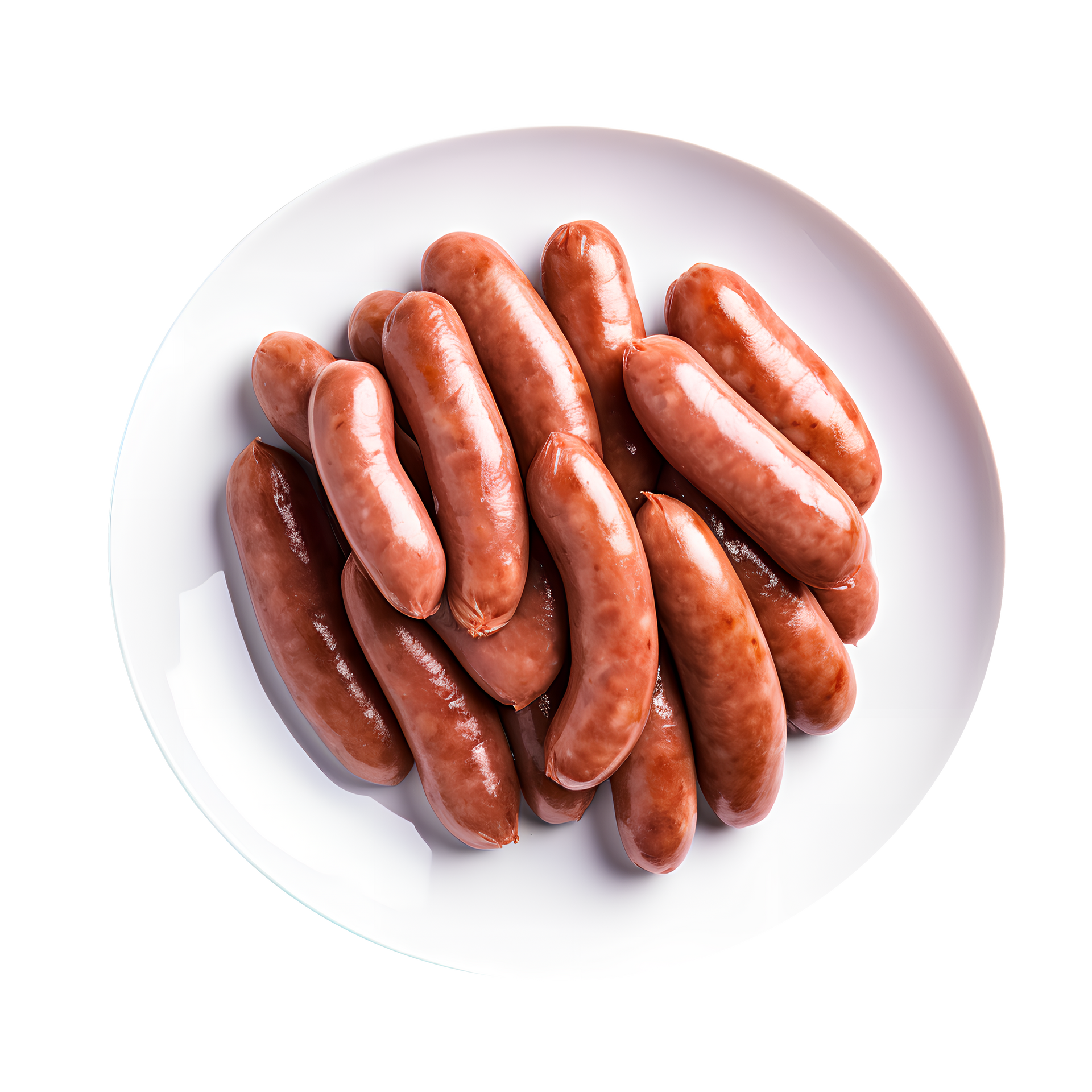 JPOT Japanese hot pot Japanese sausages on a white plate bird's eye view