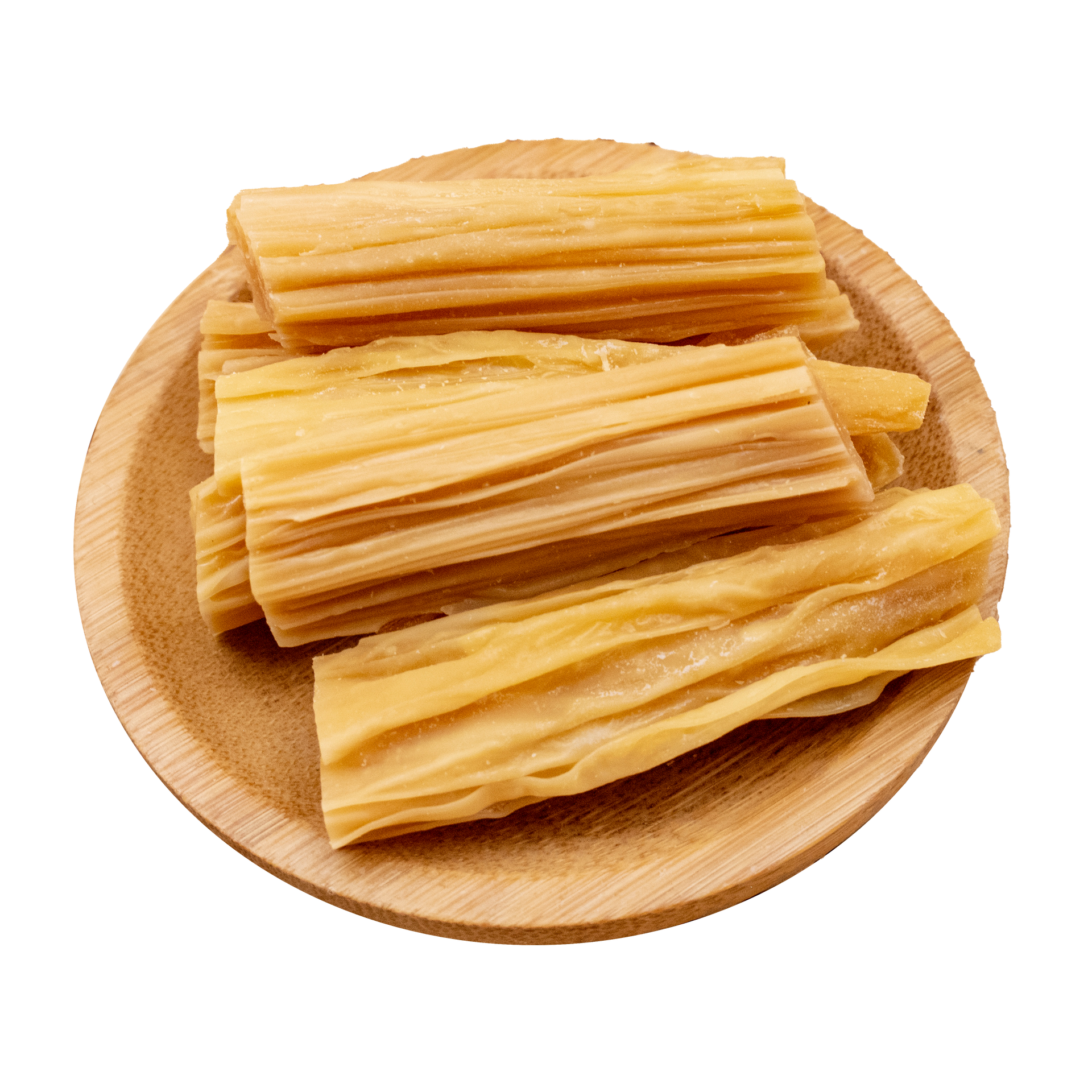 JPOT Japanese hot pot tofu sheets on a wooden plate bird's eye view